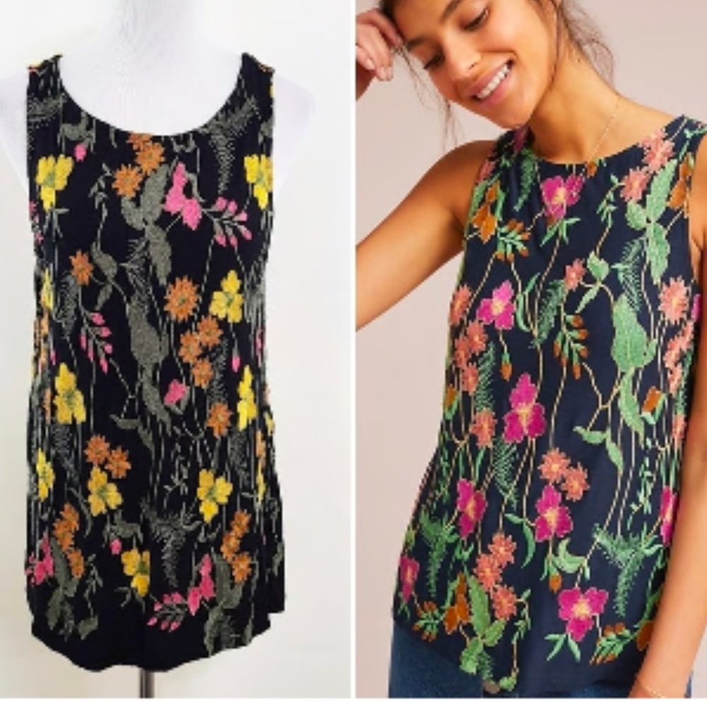 Anthropologie Meadow & Rue Embroidered Tank
